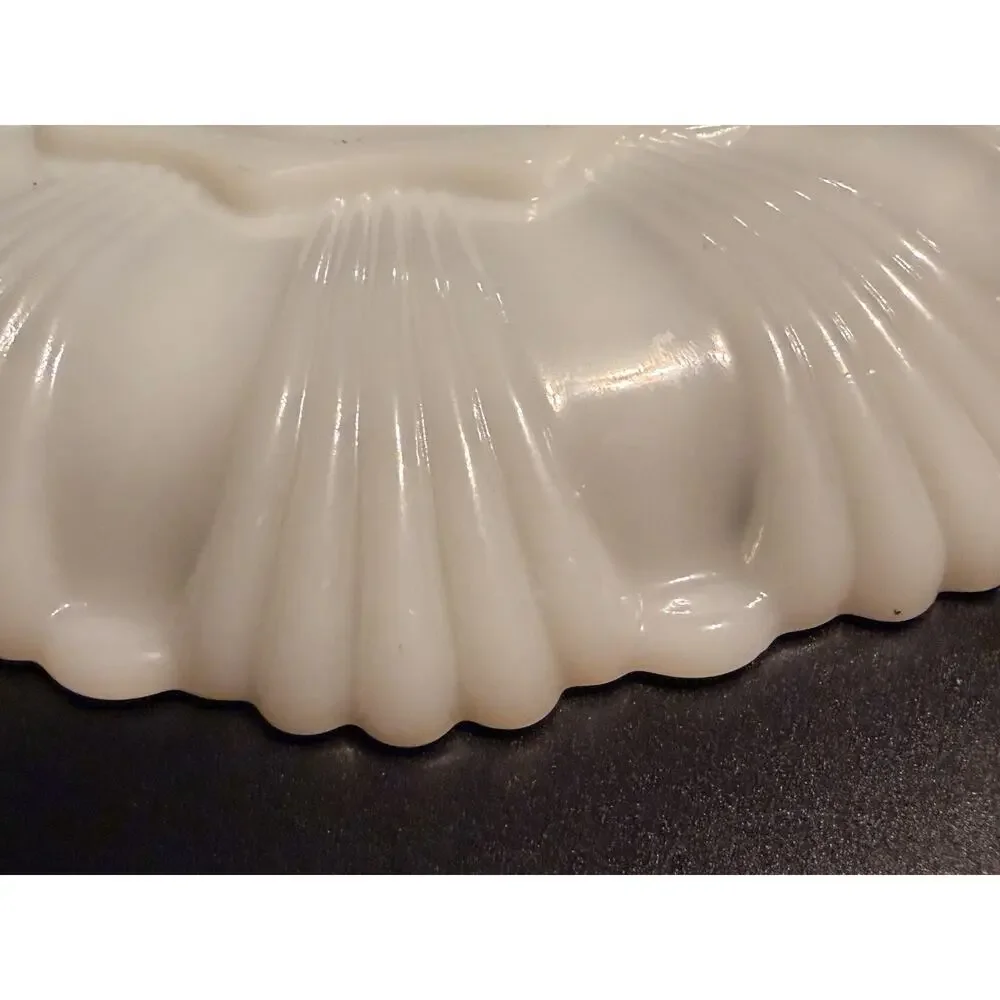 2 Anchor Hocking Fire King Milk Glass Deviled Egg Plates 22K Gold Trim Platters